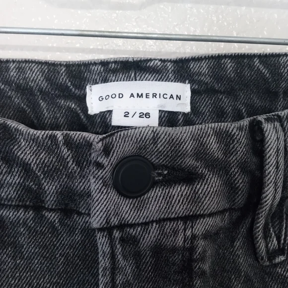 GOOD AMERICAN classic straight leg charcoal skinny Jeans mid-high rise NWOT - Picture 5 of 12